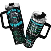 34HD Gaming Tumbler 40oz with Handle and Straw, Funny Gifts for Men and Women, Double-Wall Vacuum Insulated Tumbler, Coffee Travel Mug for Gamers
