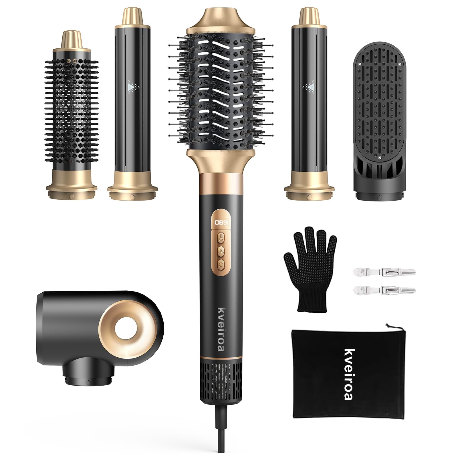 6 in 1 Hot Air Brush & Hair Dryer–High-Speed Hair Dryer Brush with Auto Wrap Curlers, Hot Air Styler Wrap Fast Drying & Frizz-Free Styling, No Heat Damage, Volumizing with Travel Bag