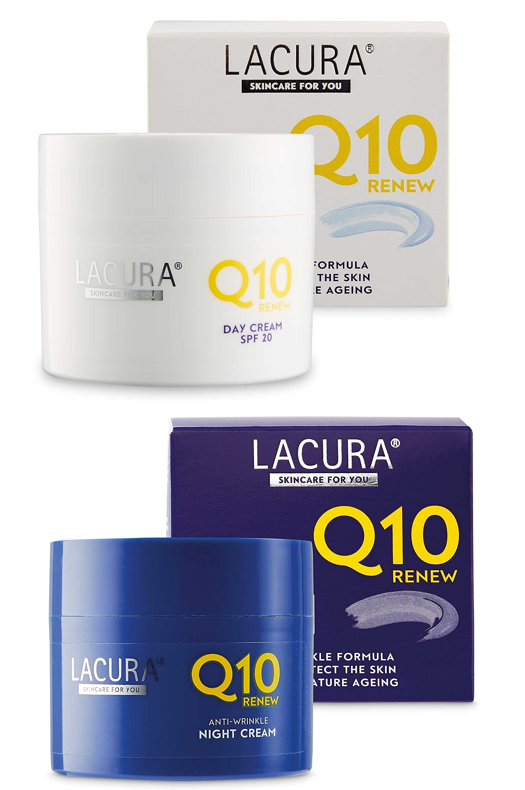 Aldi Lacura Q10 Renew Moisturising Face Creams Night plus Day SPF 20 Anti Wrinkle Anti Aging 50 millilitre