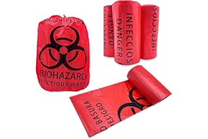 Seadasyoon Biohazard Waste Bags 100 Count 24.4in, 10-Gallon Safe Infectious Waste Disposal Bags,Red Trash Liner,No Leak Bags, Medical Grade(100Pcs 24.4inx24.4in/62x62cm)