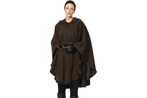 BEAUZSUZSANA Women Wool Blend Cloak with Hood Medieval Cape Poncho Shawls for Fall Winter