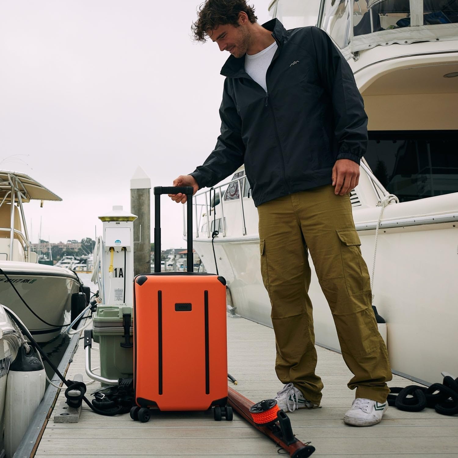 The Ridge Premium Hard Shell Carry On Luggage - TSA Approved Lock - 360° Spinner Wheels for Travel - Basecamp Orange