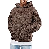 Runcati Mens Fuzzy Sherpa Pullover Hoodie Sweatshirts Long Sleeve Sport Front Pocket Military Fall Outwear Winter Hooded