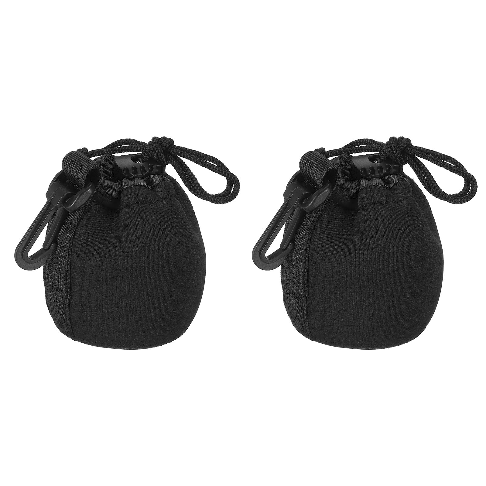 PATIKIL Camera Lens Bag, 2 Pcs 2.8" IDx3.9 H Drawstring Lens Pouch with Thick Protective Neoprene, Lens Case for DSLR Camera Lens, Water Coffee Cups Black