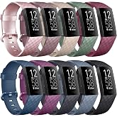 [10 Pack] Soft Silicone Wristbands Compatible with Fitbit Charge 4 Bands, Sports Replacement Straps for Fitbit Charge 4 / Fitbit Charge 3 / Charge 3 SE Women Men (Small, 10 Pack E)