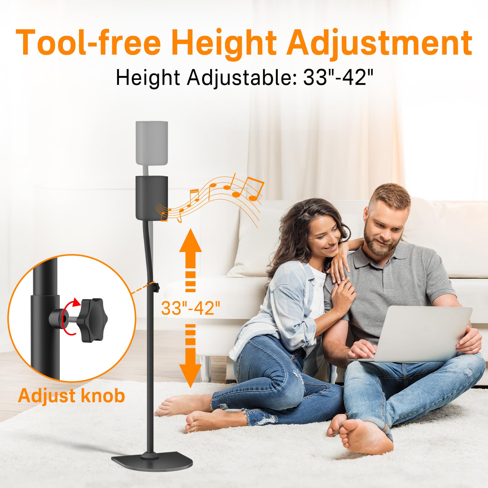 Universal Surround Sound Speaker Stands Pair Height Adjustable Extend 33