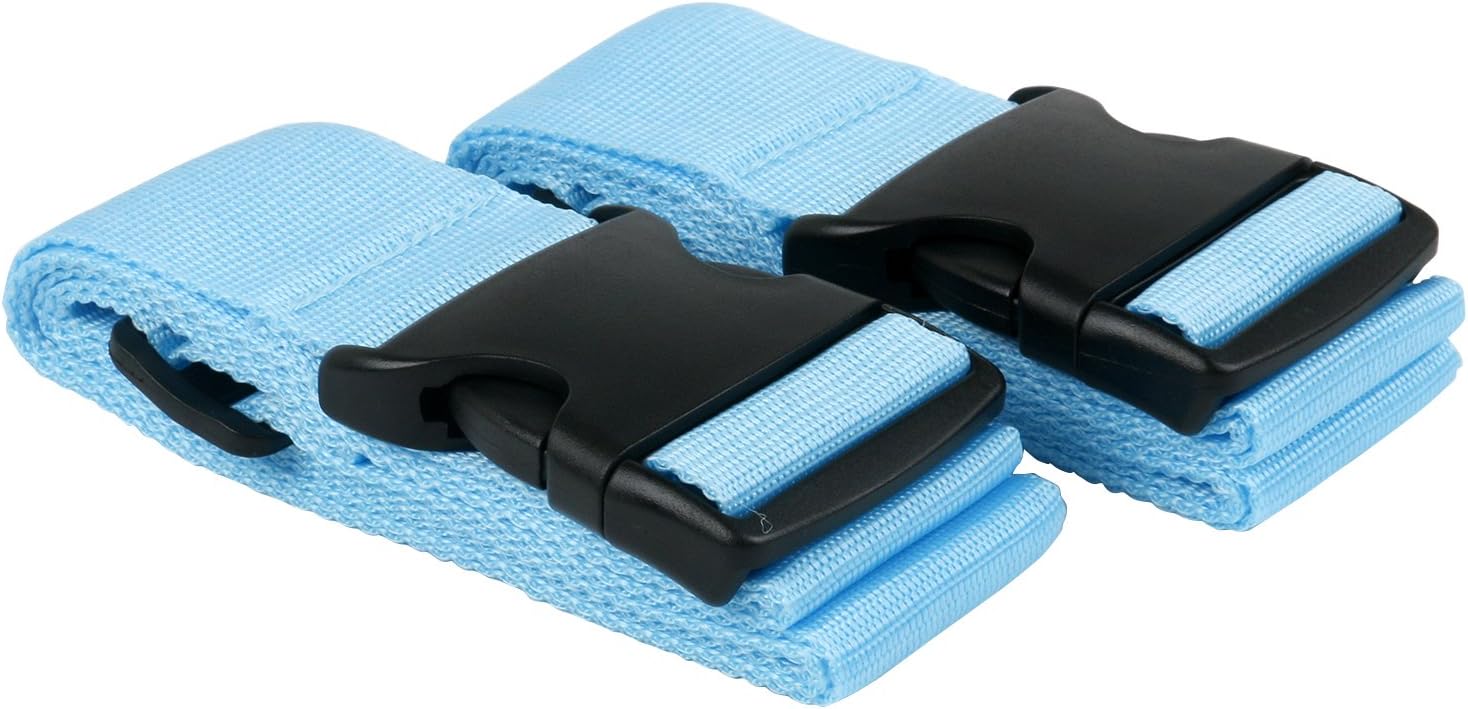 TRIXES Pack of 2 Blue High Density Luggage Straps Adjustable Suitcase Belts, Blue Lock Strap - Image 3
