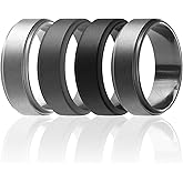 4 Pack - Silicone Ring for Men - Step Edge Style