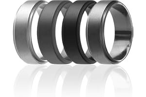 ROQ Silicone Rubber Wedding Ring for Men, Comfort Fit, Men's Wedding Band, Breathable Rubber Engagement Band, 8mm Wide 2mm Thick, Step Edge, Multi Colors