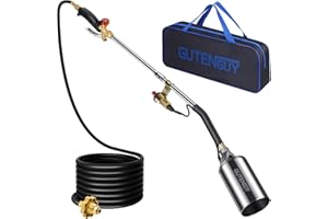 Gutenguy Portable Propane Torch Burner Weed Torch with Storage Bag, High Output 1,280,000 BTU Blow Torch with 10FT Hose, Heavy Duty Flame Weeder with Igniter for Garden Wood Roofing Snow Road Charcoal