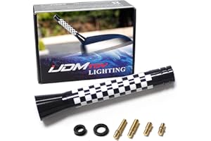 iJDMTOY 3-Inch Checkered White/Black Checkerboard Theme Short Antenna Compatible With Mini Cooper (All Models) & More Other C