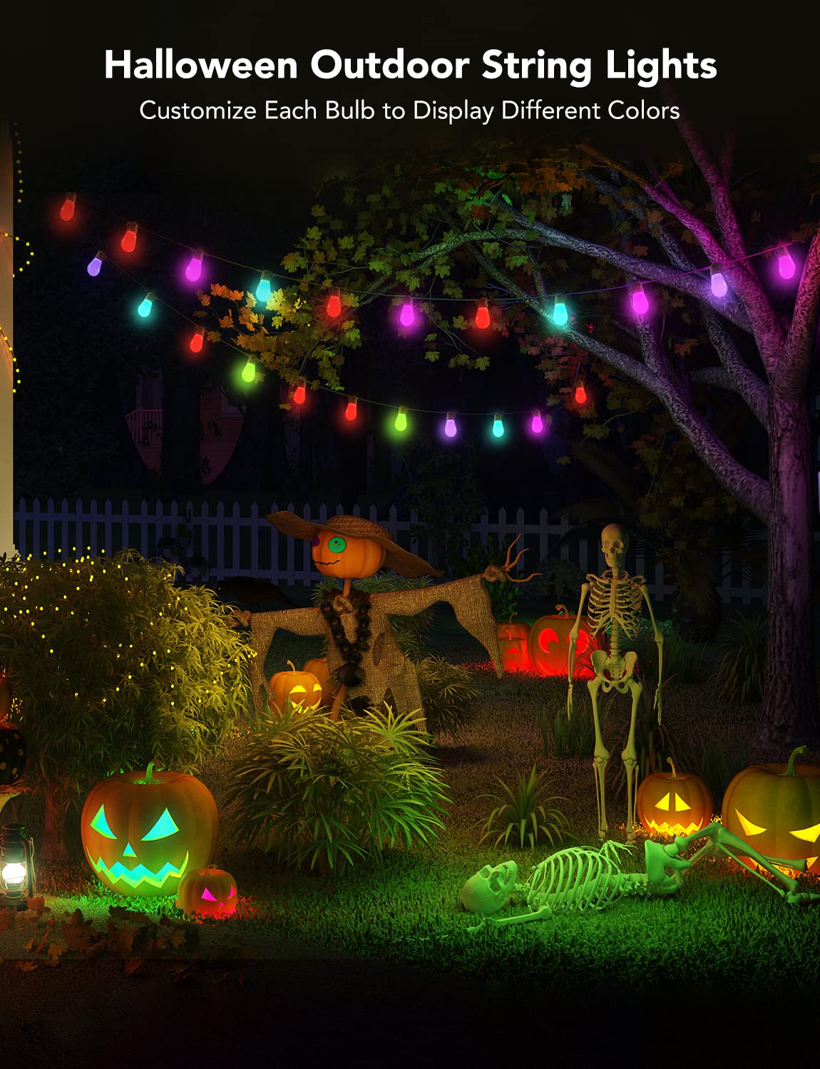 Govee Outdoor String Lights H7015 with 15 Dimmable RGBIC LED Bulbs