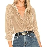 R.Vivimos Womens Winter Velvet Long Sleeve Button Down Casual Tops Shirts