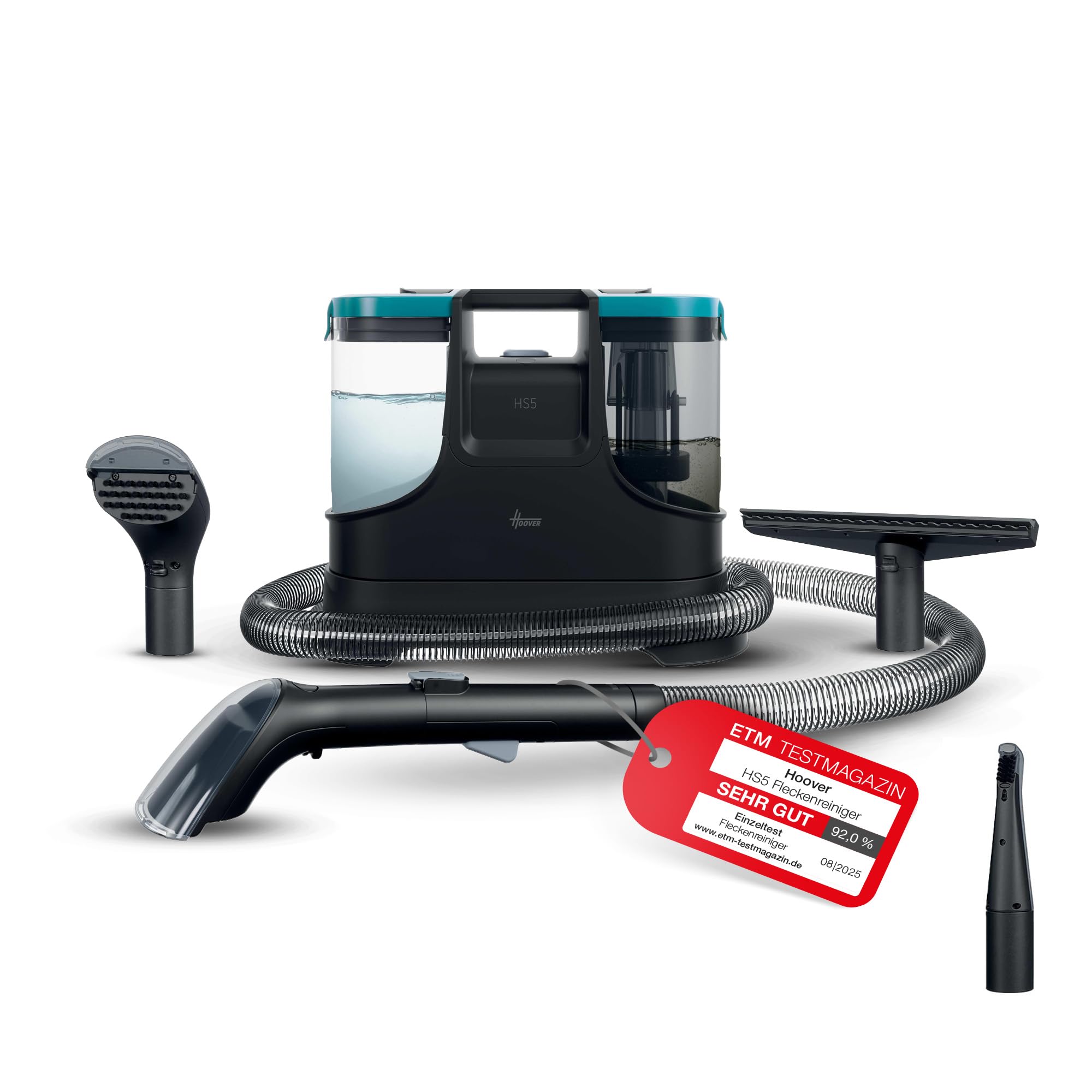 Hoover HS5 Waschsauger, Fleckenreiniger - Fensterreiniger und Nass-Trocken-Sauger für Teppiche, Glas, Sofas, Polster, Auto-Sitze, 1,5L Wassertank, kompakt, 400W, ideal für Haustiere