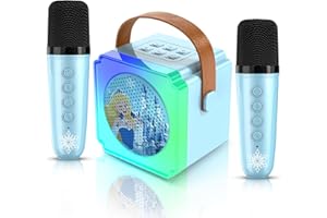 AUNEY Toys for Girls Karaoke Machine for Kids, Mini Karaoke Machine with Microphones, Kids Toys 3 4 5 6 7 8 9 10 12+ Years Old, Girl Toys Princess Toys Gifts for Girls Boys Party (Blue 2 Mics)