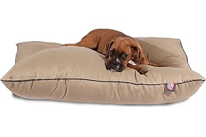 Majestic Pet Rectangle Large Dog Bed Washable – Non Slip Comfy Pet Bed – Dog Crate Bed Super Value Pillow Dog Bed – Dog Kennel Bed for Sleeping - Dog Bed Large Breed 46 x 35 Inch – Solid Khaki