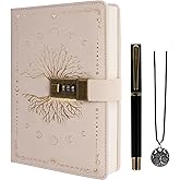 TIEFOSSI Diary with Lock, Tree of Life Vintage Journal with Lock for Women Men, A5 Refillable Locked Notebook for Writing, 224 Numbered Pages