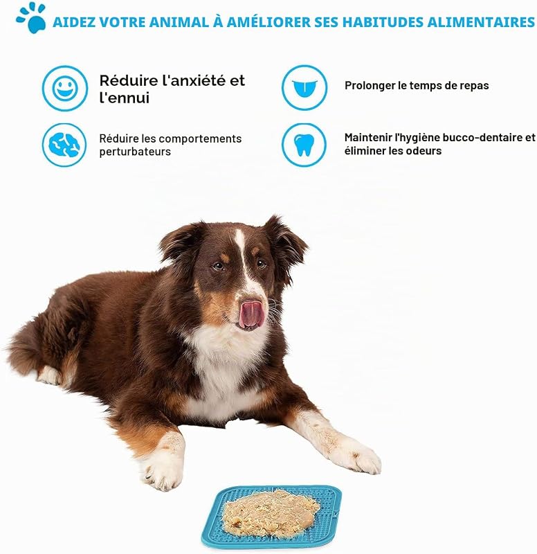 Tapis à Lécher pour Chiens & Chats avec Ventouses, 1 Pack Carré Tapis à Lécher pour Chien à Alimentation Lente pour Soulager l'Anxiété & l'Ennui, Jouets pour Chiens pour les Occuper, Tapis de