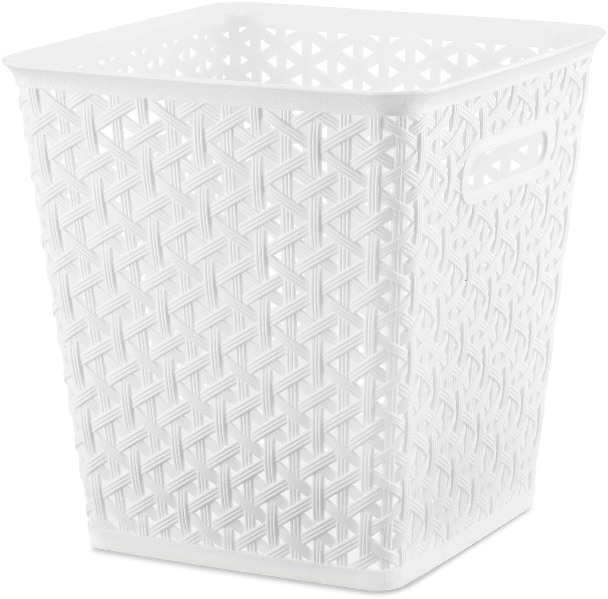 Whitmor Woven Resin Bin, White, 6 Pack Image