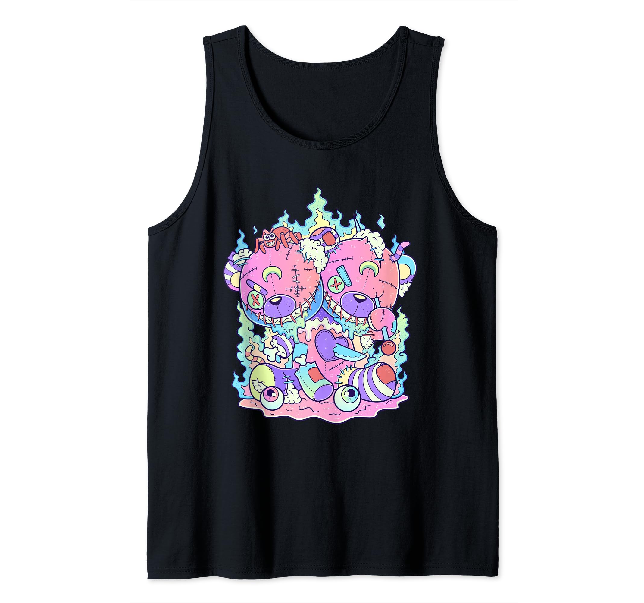 Kawaii Pastel Goth Cute and Creepy Two Headed Teddy Bear Tank Top