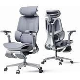 Hbada E3 Pro 2026 Edition Ergonomic Office Chair, Mesh Desk Chair with 3-Zone Floating Lumbar Support, Upgraded 4D Headrest, 720&deg; Armrests, Grey with Footrest
