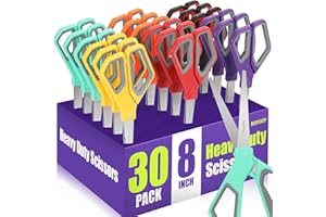 BURVAGY 30Pack 8" Scissors All Purpose, Heavy Duty Scissors with Ultra Sharp Blades Comfort Grip Handles - For Office Home School Sewing Fabric Crafts, High/Middle School Student Teacher Scissor
