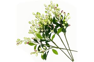 4PCS Artificial Flower Artificial Berry Stems Faux Red Berry Stems Faux Berries Olive with Leaves Fake Berries Branches Fake 