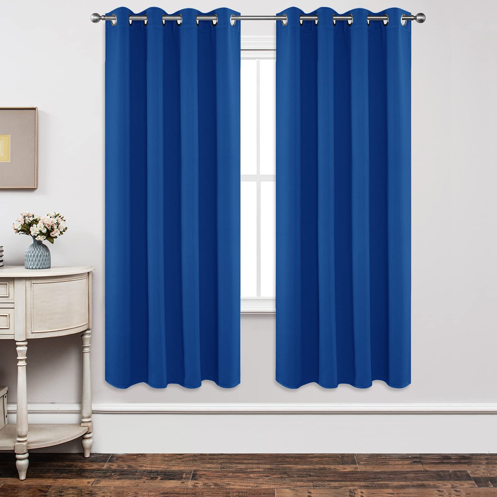 Joydeco Blackout Curtains 72 Inch Length 2 Panels Set, Thermal Insulated Long Curtains& Drapes 2 Burg, Room Darkening Grommet Drapes for Living Room Bedroom Window (W52 x L72 Inch, Royal Blue) Image