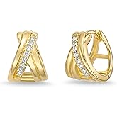 Lavari Jewelers 1/10 Carat Round Lab Grown Diamond Hoop Earrings for Women I Elegant 925 Sterling Silver with 18k Yellow Gold Plating Hoops for Her I Hypoallergenic Hinged Hoop