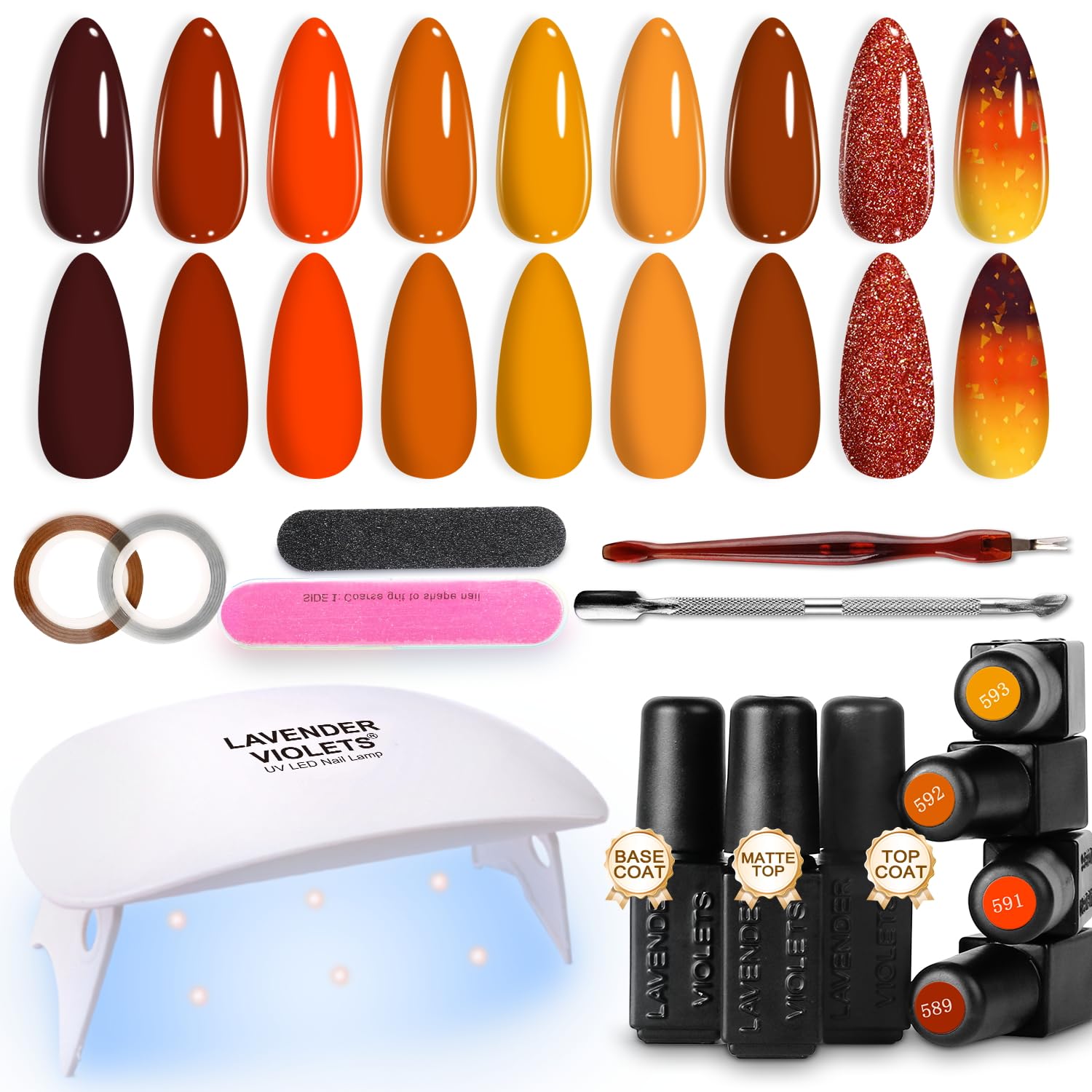 Best Stocking Fillers 2025, 19 Pcs Gel Nail Polish Trendy Explosive Flash Temperature change Autumn n Winter Colours LED Nail Lamp Dryer Soak Off UV Base Coat,Matte n No Wipe Top Coat Manicure Kit