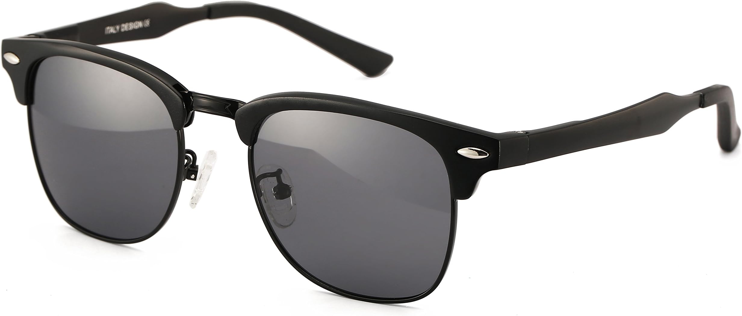 Larvin Torria Half Frame Polarized Wayfarer Sunglasses with Metal Rivets