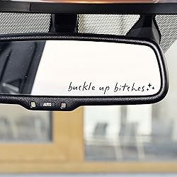 2 x Buckle Up Rearview Mirror Decal, Car Sticker