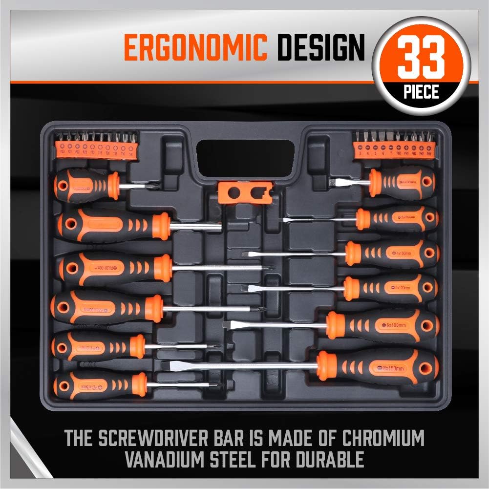 Screwdrivers Set, HORUSDY 33-Piece Magnetic Screwdrivers Set with Case, Includs Phillips, Slotted, Pozidriv, Torx: Home Improvement