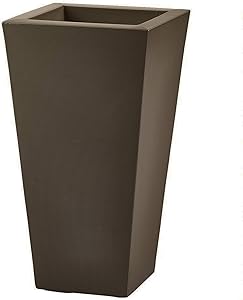 Crescent Garden Bowery Planter, Tall Double-Walled Plant Pot, 17-Inch (Mocha)