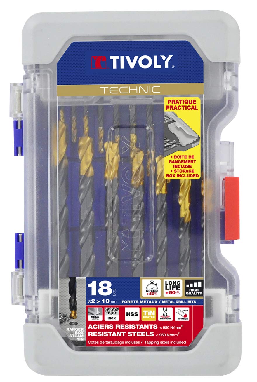 TIVOLY 11453170006 Ranger 18 Steam Tin Drill Bits in Metal Case