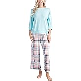 Goodnight Kiss Women's 2 Piece Pajama Set, 3/4 Sleeve and Capri Pants - Fall Fable Butter Knit Pajamas, Soft Matching PJ Set
