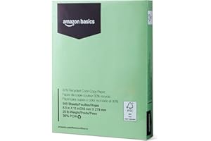 鶹 Basics Lot de 500 feuilles de papier de copie couleur recyclé, 21,6 x 27,9 cm, 20 kg, vert pastel