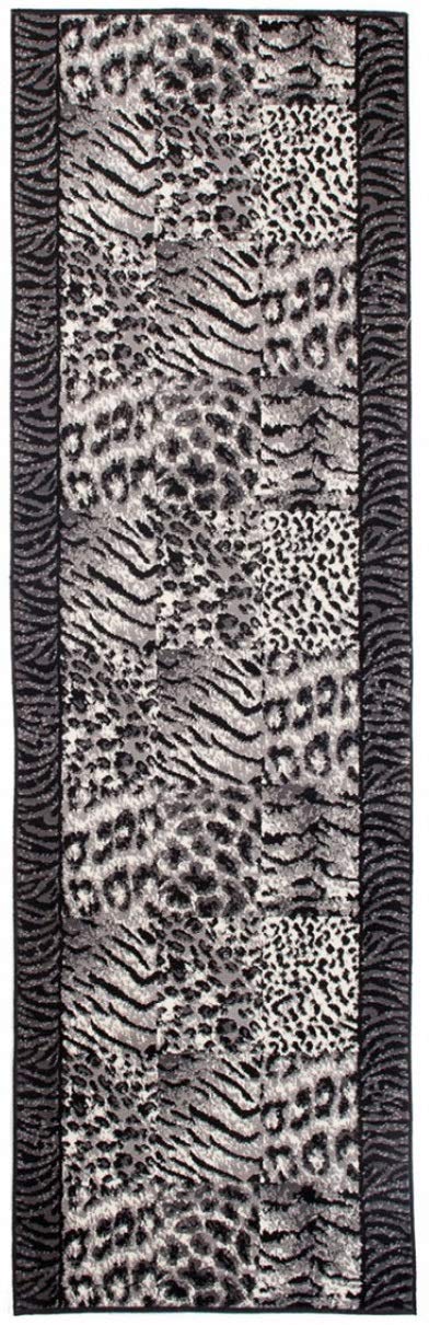 Long grey leopard style african rug