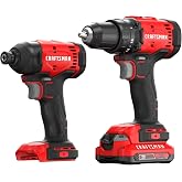 CRAFTSMAN V20 Cordless Drill Set and Impact Driver, Includes 2Ah Battery and Charger, Power Tool Set with 1700 RPM 1/2 In. Power Drill, 1800 Torque 1/4 In. Impact Screwdriver, LED (CMCK201D1)