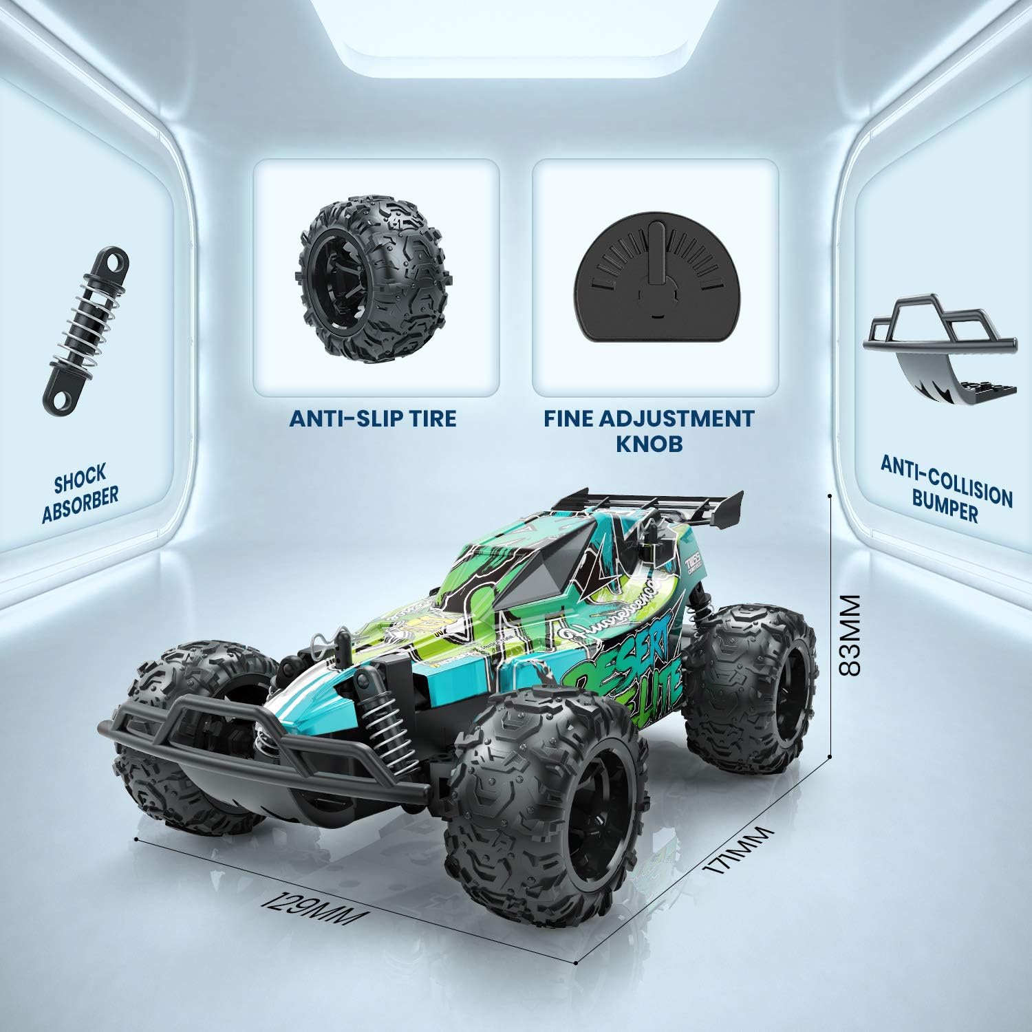 DEERC Remote Control Car,20KM/H High Speed Racing Car with 2 Rechargeable Batteries,2.4GHZ Off Road Trucks Electric Stunt RC Car Toy for Boys&Girls: Toys & Games
