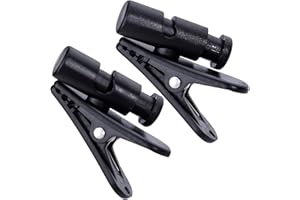 VARMDUKKE 2 Pack Headphone Clips for Earphone Wire, 2 Sizes 360 Degree Rotate Earphone Microphone Cable Clips, Headset Mic Cord Clamp for Clothing, Shirt, Collar - Black (for 0.5-3 mm, 2-4 mm)