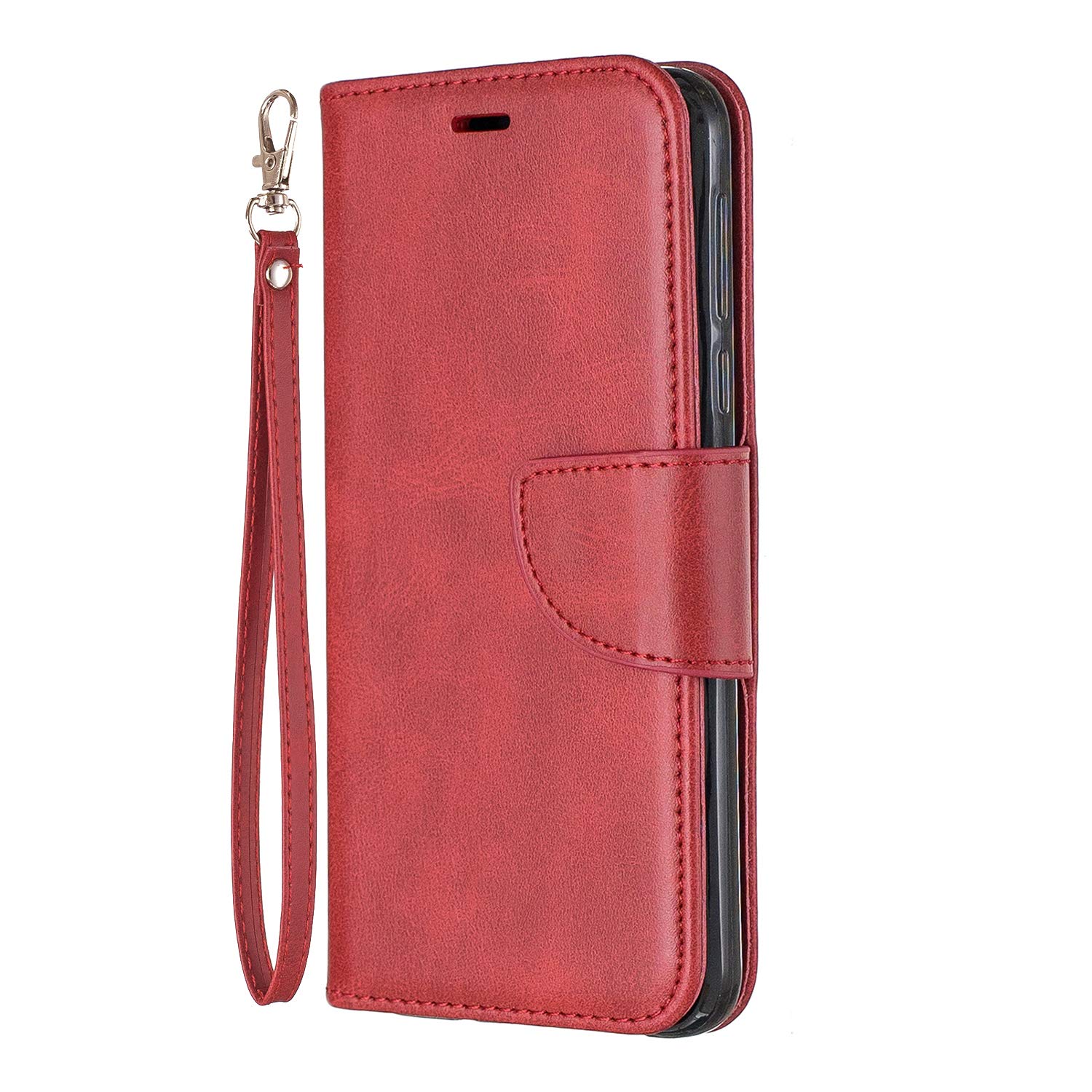 Nokia 2.4 Phone Case Flip Shockproof Premium PU Leather Pouch Wallet Phone Cover with Card Holder Magnetic Closure Stand Soft Silicone Gel Bumper Folio Protective Skin Case for Nokia 2.4, Red