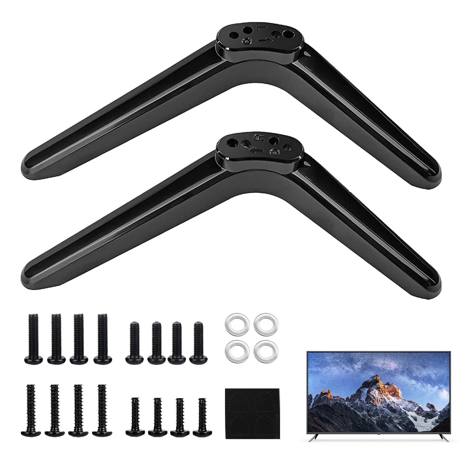 2PCS TV Pedestal Feet, Universal Base Feet for LCD, LED, Plasma TV Stand - 32-55 Inch, Non-Slip, Easy Assembly