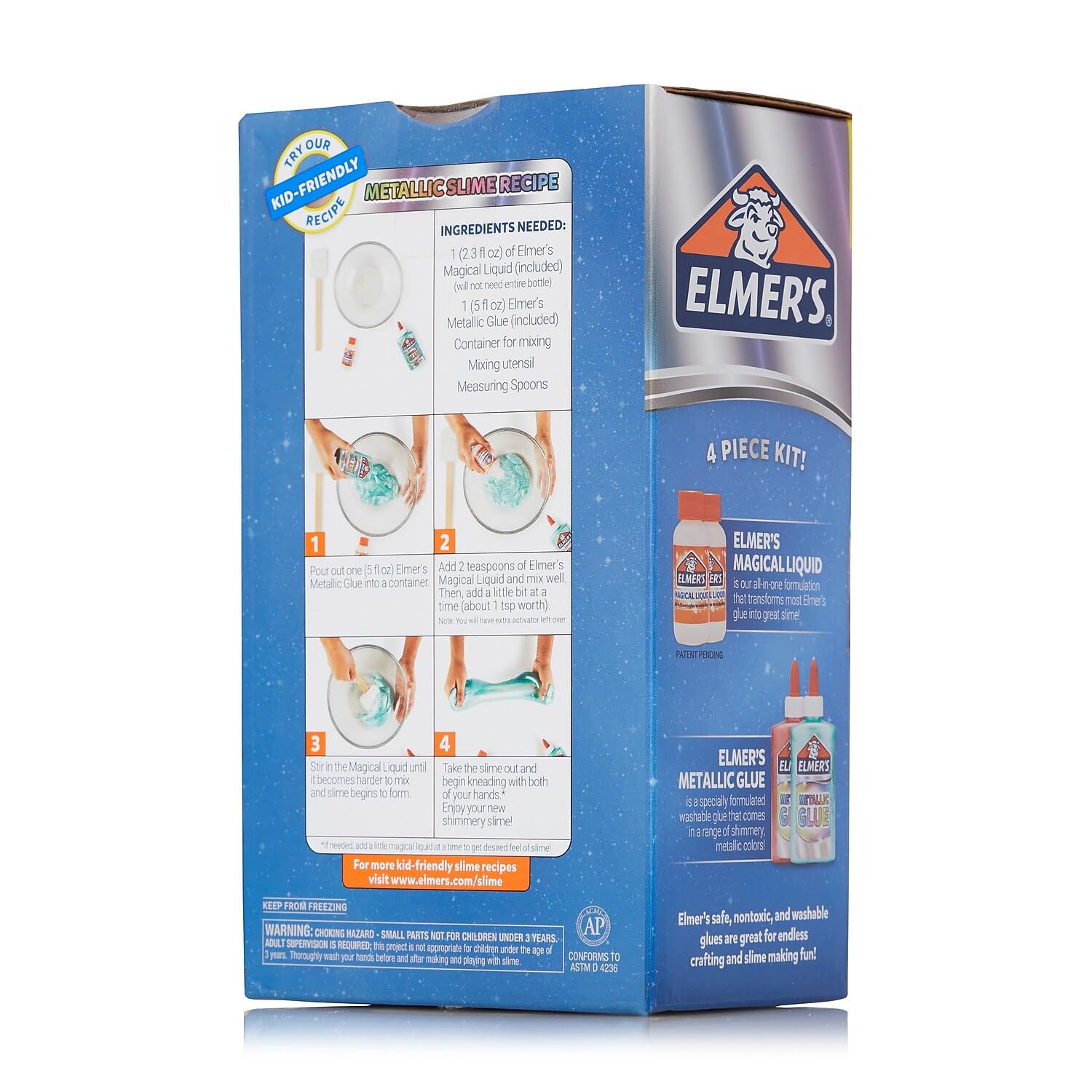 Elmer’s Metallic Slime Kit, Includes Glue and Magical Liquid Activator, 4 Piece Kit - Perfect for Parties, Gift, Kids Activity Time