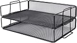 EXERZ Letter Trays 2pc Stackable Desk Organizer Mesh Metal Black