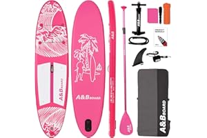 A&BBOARD Inflatable Stand Up Paddle Board, 10ft/11ft Paddle Boards for Adults with Premium SUP Paddleboard Accessories & Backpack, Dual Action Pump, Wide Stable Design, Non-Slip Comfort Deck