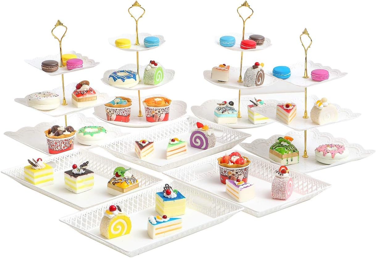 Cake Stand Set of 8 Cake Stand Dessert Table Serving Parties Dessert Stand for Platters, Cupcake, Birthday Parties, Dessert, Weddings and More Food Safe
