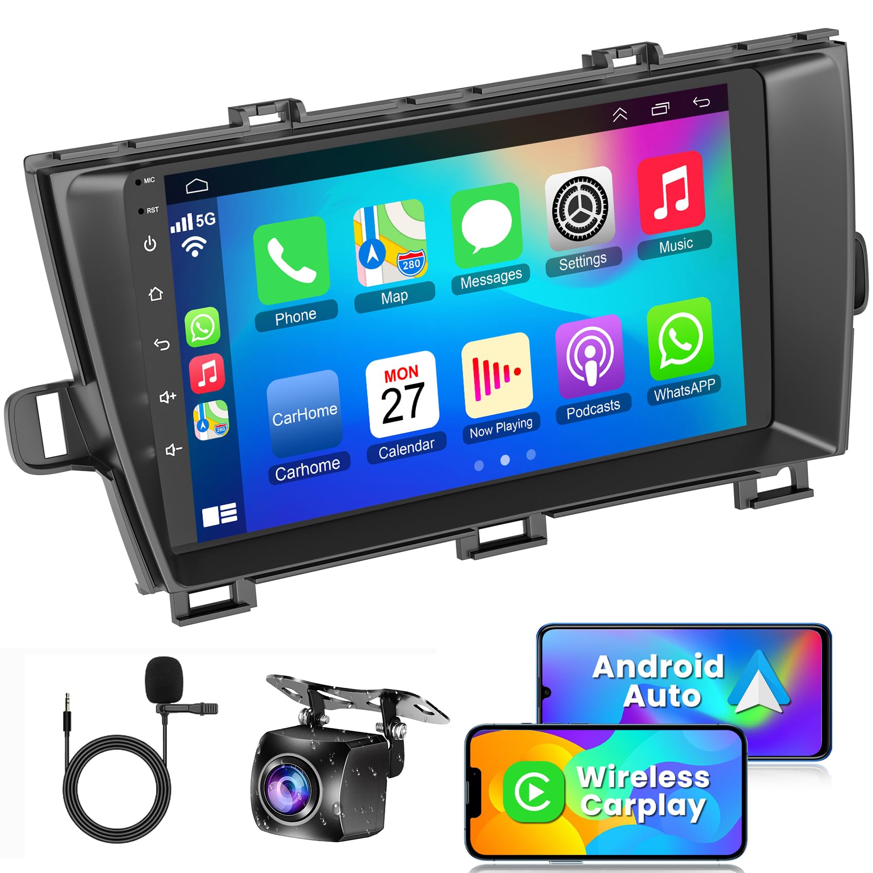 Photo 1 of (4G RAM+64G ROM) Car Radio for Toyota Prius 2010-2015,9 Inch Prius Stereo Support Carplay/Android Auto,GPS Navigation& Bluetooth,Backup Camera & SWC