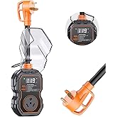 GEARGO RV Surge Protectors 30 Amp with Smart LED Display, 12000 Joules RV Circuit Analyzer Waterproof with High/Low Voltage P