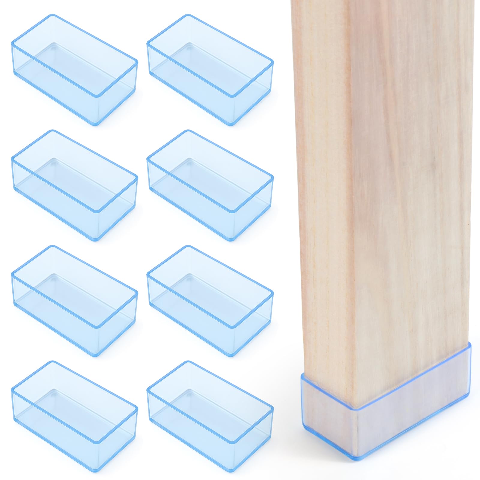 Photo 1 of (8 PCS) 2x4 Wood Post Rubber End Caps (1.57" x 3.15") – Waterproof and Weather-Resistant Rubber Caps for Table Legs, Chair Legs, Armrests, and Outdoor Lumber Posts (Transparent)